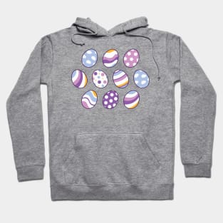 Egg Pattern | Purple Orange | Stripes Clouds Flowers Dots | White Hoodie